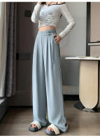Pantalones Anchos De Pierna Para Mujer Cintura Alta Botones Elegante Minimalista Primavera Verano Sueltos Rectos De Poliéster - details 13