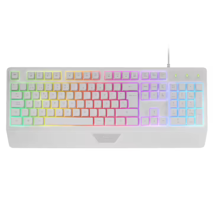 Mars Gaming MK124, Teclado Ergonómico H-Mech, Reposamuñecas Integrado, Iluminación FRGB Rainbow, Teclado Gaming Antighosting Avanzado, Teclado PC Completo Multiplataforma, Teclado Negro o Blanco con Idioma en Español, Francés o Portugués - 1