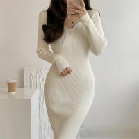 Vestido Midi Bodycon De Lana Para Mujer Seoulish Otoño Invierno Con Cuello Cuadrado Y Manga Larga Estilo Elegante Oficina - details 15