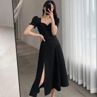 Vestido Elegante De Mujer Con Apliques Y Abertura En V Escote V-Pecho Manga Corta Cintura Alta Ajustado Vestidos De Noche Para Fiesta - details 3