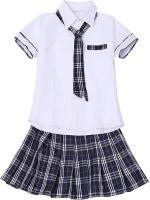 Disfraz Colegiala para Mujer Uniforme Escolar  Camisa Manga Corta+Minifalda Cuadro + Corbata  marca generica - details 6
