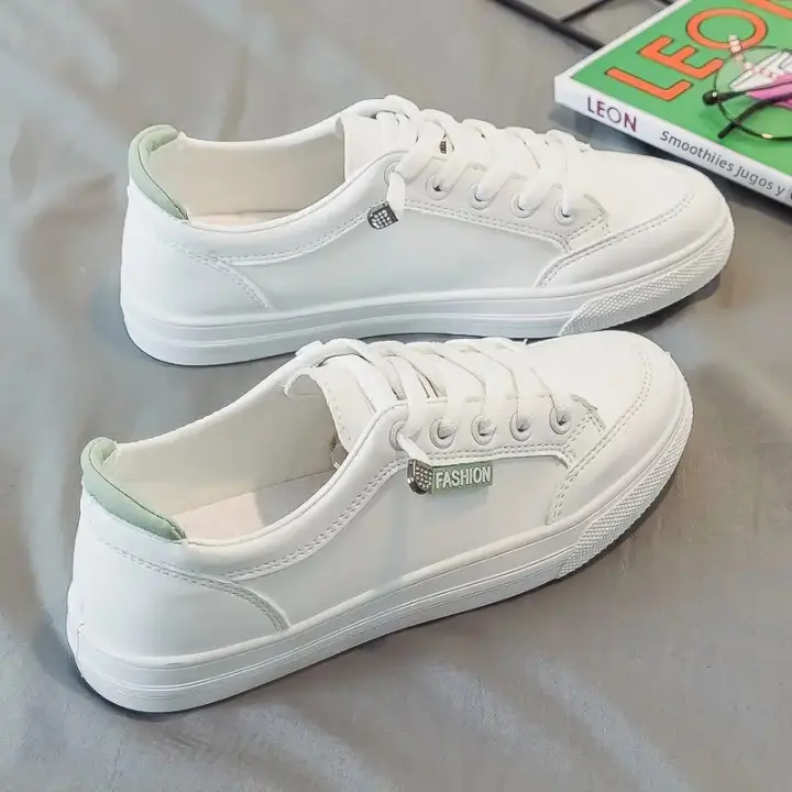 Zapatillas De Correr Para Mujer Verano Moda Blanca PU Cuero Transpirable Zapatillas De Caminar Casual Con Cordones Deportivas De Tacón Plano Para Hombres - 1