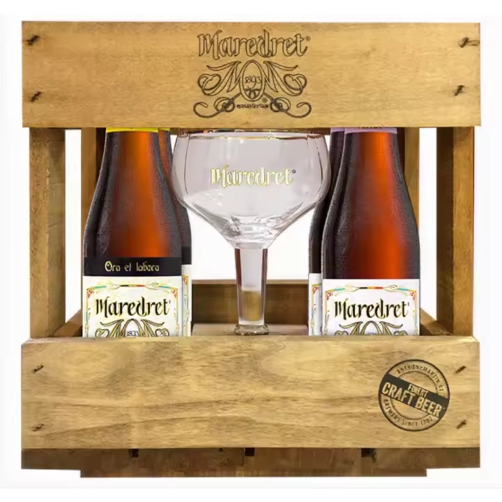 1 UD x Estuche Maredret Madera 4 x 33Cl + 1 Vaso cerveza Belga estilo abadía - 1