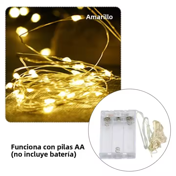 Luces De Navidad LED En Hilo De Cobre Fairy Lights Guirnalda 2M 5M 10M Con Pilas Incluidas Para Decoración De Habitación Jardín Fiesta Boda - 1