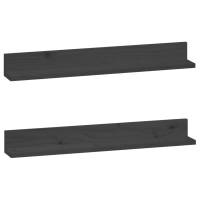 Estantes de pared 2 uds madera maciza de pino 80x11x9 cm Natural, Gris, Marrón miel Mueble Almacenaje Estantería para Oficina, Estudio, Dormitorio Estantería/Librería/ mueble de Almacenamiento - details 2