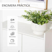 HOMCOM Mueble Zapatero de 2 Puertas Moderno Armario Auxiliar para 12 Pares de Zapatos con 4 Estantes para Recibidor Salón Dormitorio 60x30x92 cm Blanco - details 4