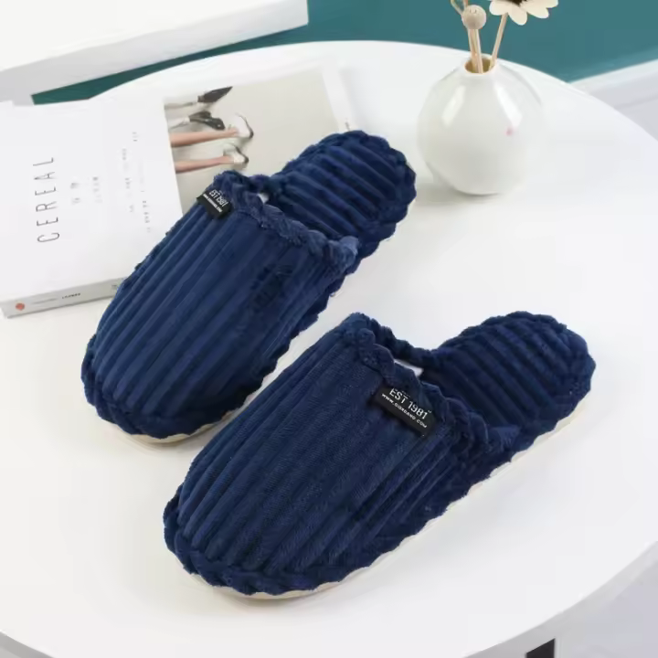 Zapatillas de algodón con rayas de colores sólidos, cálidas y suaves para otoño e invierno , PARA HOMBRES - 1