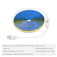 Tira De LED COB Super Brillante USB DC 5V 320leds/m Con Sensor Táctil De Escaneo Manual Y Botón Pulsador 1m 2m 3m 4m 5m Dimmer - details 1