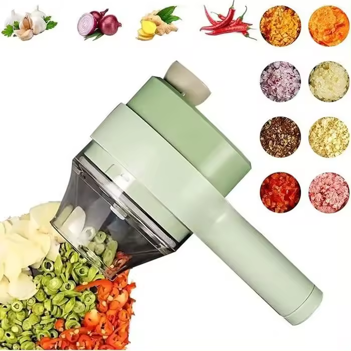 4 en 1 portátil eléctrica cortador de verduras, procesador alimentos inalámbrico, ajo, Chile, cebolla carne, con Cepillos - 1