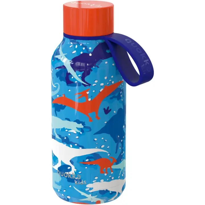 Botella térmica Quokka Kids, Solid Dinosaur 330ml, mantiene frío y calor, para todo tipo de bebidas, niños infantil, acero inoxidable - 1