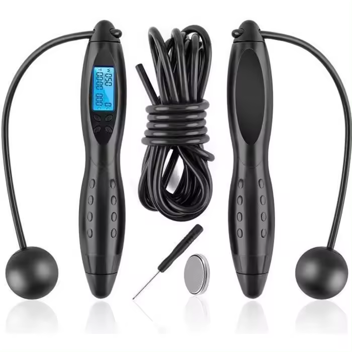 Cuerda de salto digital ajustable DIYIOT con Contador de calorías-Negra - 1