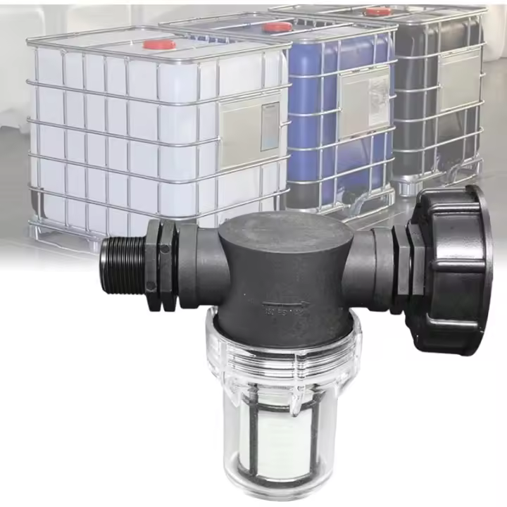 Grifo ataque para Depósito de 1000L, adaptador para colector de Agua de filtración con filtro, compatible con Depósito IBC S60x6 - 1