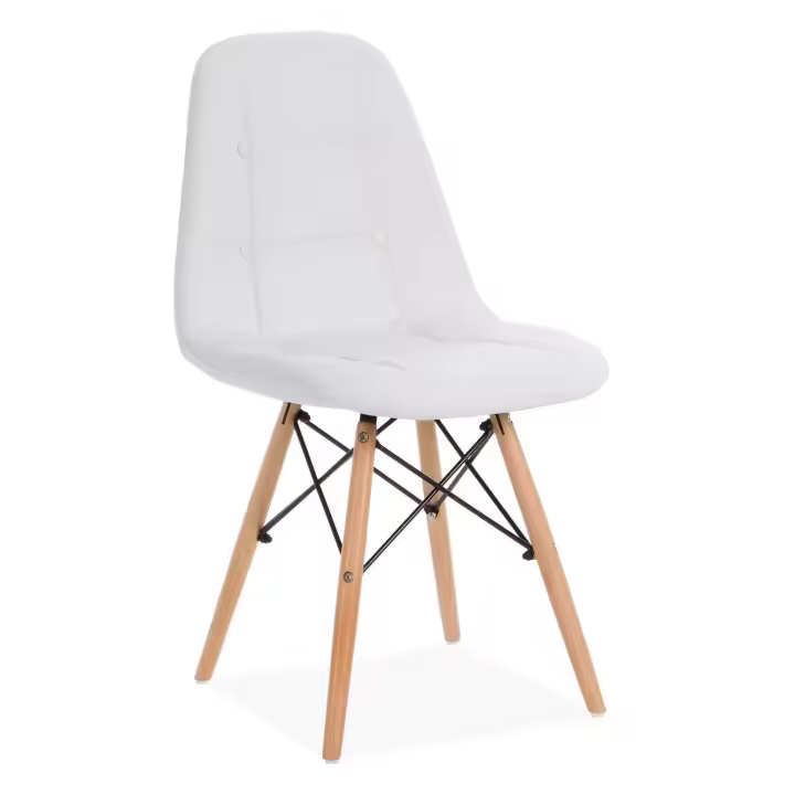 Silla MARCELA, madera, similpiel blanca - 1