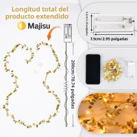 Cadena De Luces LED De 20 LEDs Pequeñas Hojas Doradas 2M Para Decoración De Boda Fiesta Navidad DIY Con Alambre De Cobre Potenciado Por Batería - details 1