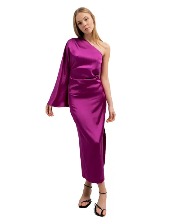 Vestido Bdef Asimétrico Fucsia - 1