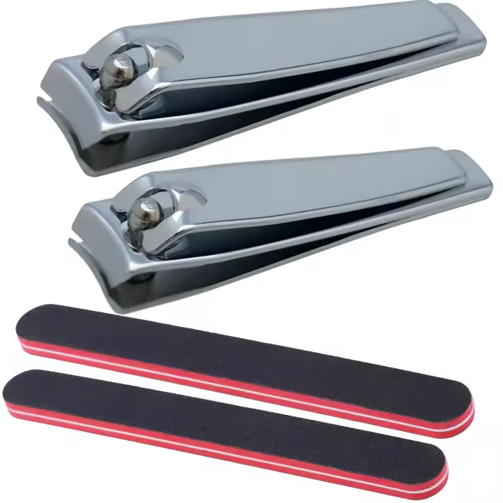 2 Cortauñas Pies Profesional para Uñas Gruesas - Cortaúñas Recto con 2 Limas para Manos de Acero inoxidable - Set Manicura y Pedicura para Mayores,Adultos y Niños - Cortador Uñas Mujer Nail Clippers - 1