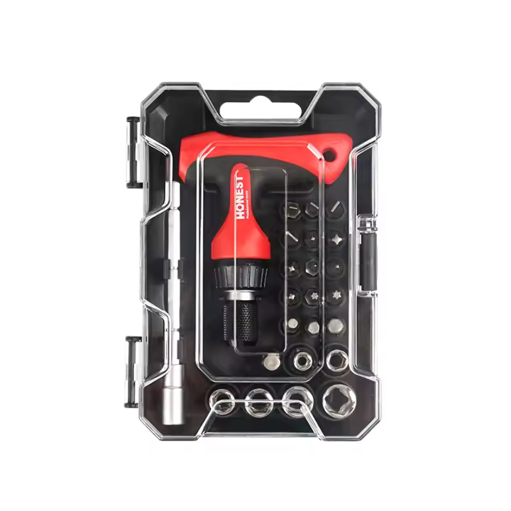 Juego De Destornilladores Magnéticos Multifuncionales 24 En 1 Con Mango Ratchete Sockets Herramienta Torx Kit De Bits De Acero Cromo Vanadio Para El Hogar - 1