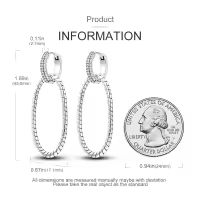 Pendientes De Aro De Plata 925 Para Mujer Con Zirconia Joyería De Moda Regalo Original Eardrop Pendientes Metálicos Tipo Aro - details 23