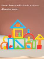 Juguetes Educativos De Madera Arcoíris Bloques De Pila DIY Juego De Colores Y Formas Para Niños Desarrollo Cognitivo Temprano - details 0