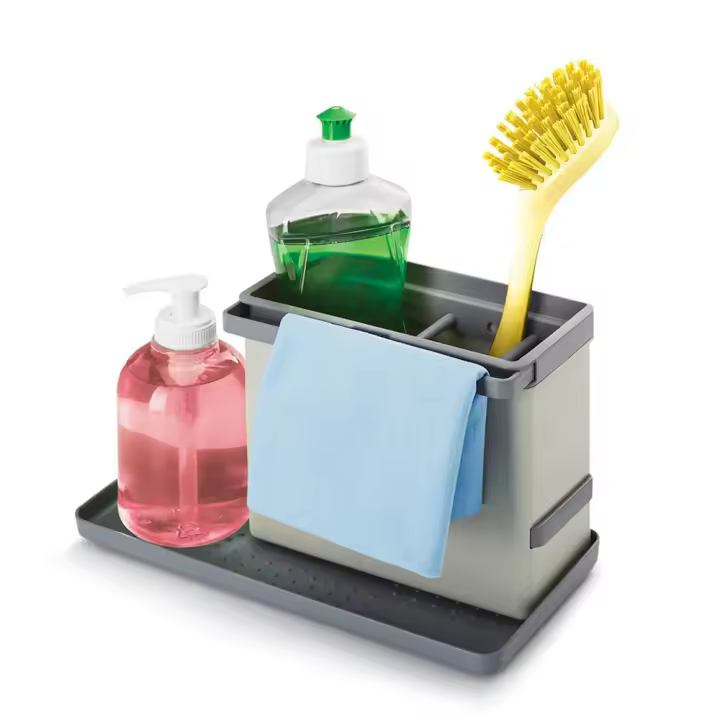Organizador Fregadero TIDYTEX Color Gris Escurridor Estante de Almacenamiento Soporte de Esponja Caja de Drenaje Accesorios de Cocina - 1