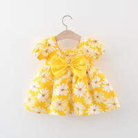 Vestido De Verano Para Bebé Niña Con Estampado De Amor Y Lazo En Algodón Vestido De Fiesta Con Mangas Flounce Estilo Coreano - details 17