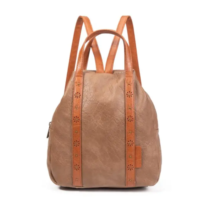 Bolso de mano estilo Boho para mujer, bolso de ecopiel vegana con detalles troquelados, bolso apricot ligero y versátil para primavera y verano, ideal para ciudad o escapadas | Sara Bags - 1