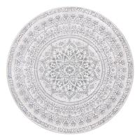 Alfombra Redonda Antideslizante de 160 cm, Estilo Boho, Lavable a Máquina, Decoración del Salón y Dormitorio, Gris paloma - details 0