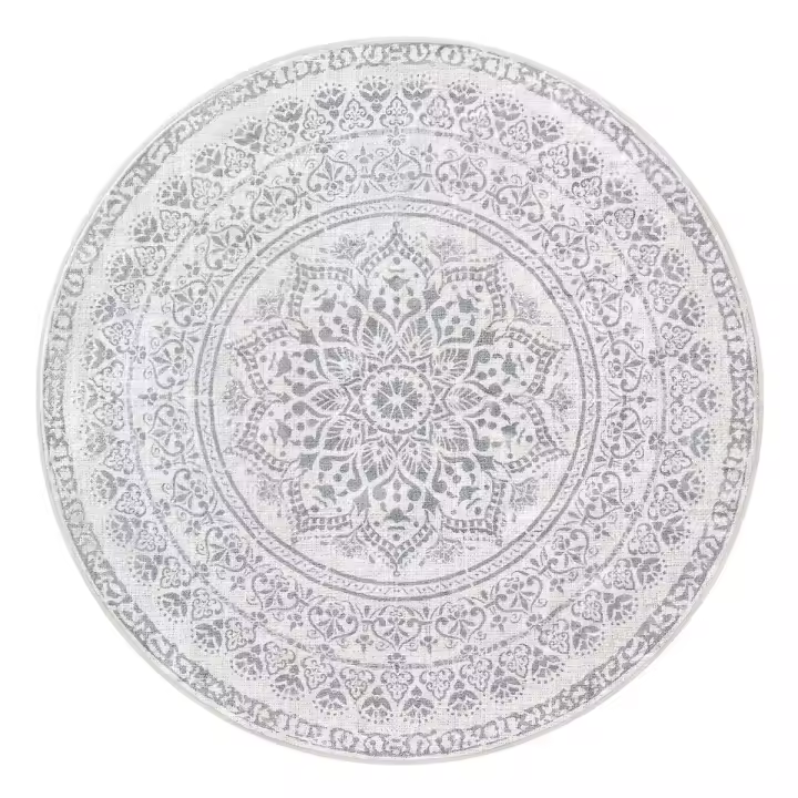 Alfombra Redonda Antideslizante de 160 cm, Estilo Boho, Lavable a Máquina, Decoración del Salón y Dormitorio, Gris paloma - 1