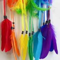 Atrapasueños para pared, adorno decorativo de plumas de arcoíris, hecho a mano, multiusos, para sala de estar y dormitorio. - details 1