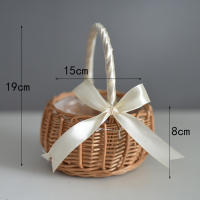 Cesta De Paja Tejida Con Flores Para Almacenamiento Cesta De Novia De Flores Hecha a Mano Para Decoración De Hogar Y Bodas - details 1