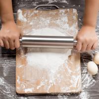 Roller &; Pastelería de acero inoxidable antiadherente Rolling Roller Stick Rolling Rod Baking Tool para pan italiano Pizza Corst Cookie Pastelería Plata - details 3