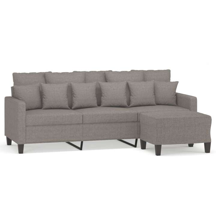 Sofá 3 Plazas VidaXL con Taburete en Tela Gris Taupe