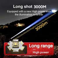 Linterna Táctica De Alta Luminosidad Para Caza Y Patrulla Nocturna Recargable USB Con Zoom Telescopio 3000M Luz LED Negro Aluminio Resistente Al Choque Y Al Agua - details 7