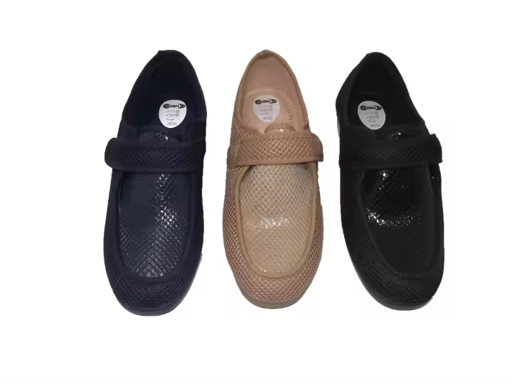Cosdam Zapatilla Ancho Especial Mujer Téxtil Goma Velcro Negro Beige Azul Cuña 3cm - 1