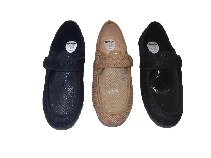 Cosdam Zapatilla Ancho Especial Mujer Téxtil Goma Velcro Negro Beige Azul Cuña 3cm - 1