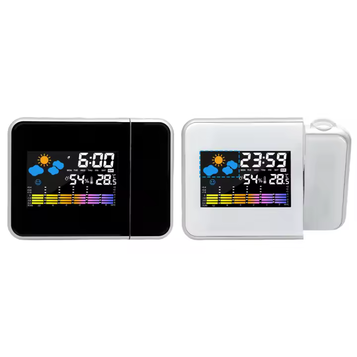 Reloj De Alarma Inteligente Con Iluminación Nocturna LED Y Proyector Digital Termómetro Higrómetro Para Sala De Estar Y Dormitorio - 1