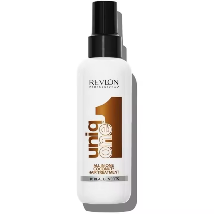 REVLON PROFESSIONAL UniqOne All in One Protector Térmico Pelo, Hidratación Profunda Cabello, Tratamiento en Spray sin Aclarado, Desenredante Pelo Mujer - Fragancia Coco 150ml - 1