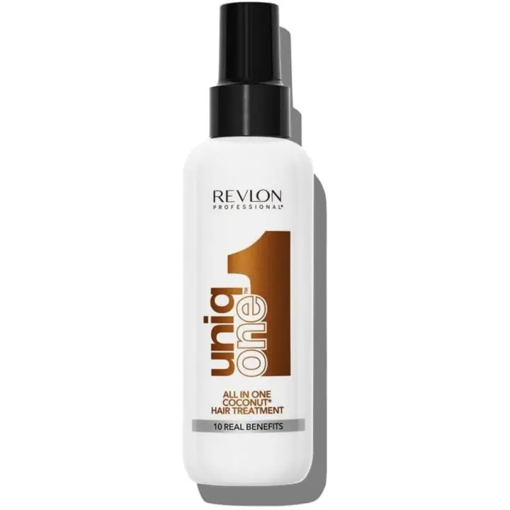 REVLON PROFESSIONAL UniqOne All in One Protector Térmico Pelo, Hidratación Profunda Cabello, Tratamiento en Spray sin Aclarado, Desenredante Pelo Mujer - Fragancia Coco 150ml - 1
