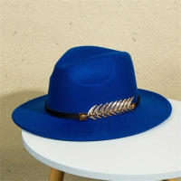 Sombrero De Vaquero Occidental Para Mujeres Con Borde Plano Y Cinturón Fedora De Jazz Color Sólido Clásico Para Hombres Y Mujeres En Todas Las Estaciones - details 4
