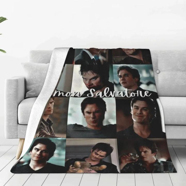 Manta De Viaje Flannel Suave Y Cálida Con Foto De Damon Salvatores De V-Vampire Diaries Manta De Cama Personalizada DIY Regalo Para Adultos