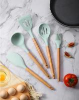 Juego De 12 Piezas De Utensilios De Cocina Ecológicos Con Mango De Madera Y Silicona No Adherente Resistentes Al Calor Espátula Y Cuchara Para Sartén - details 8