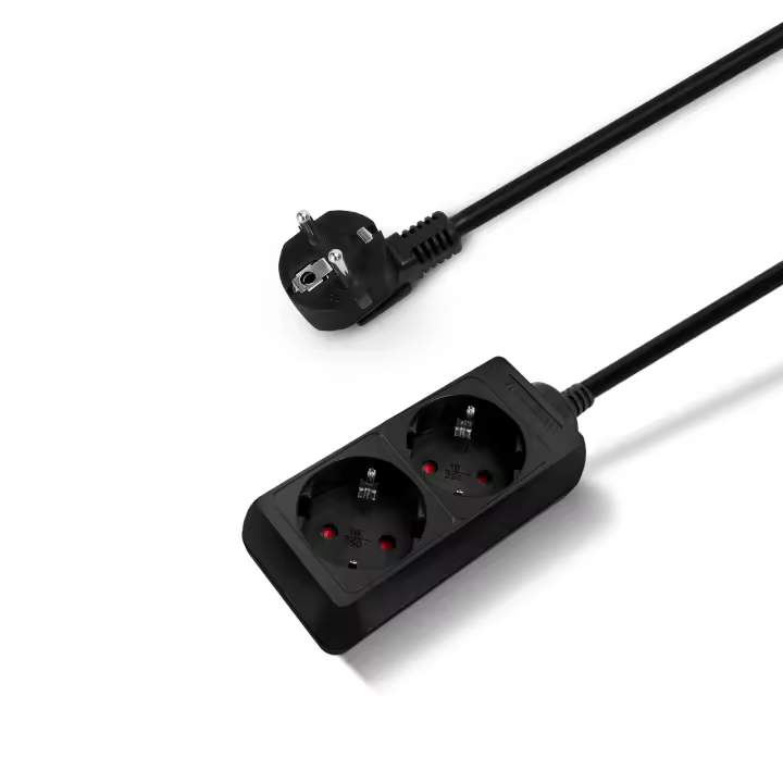 Aigostar Regleta Alargador de 2/3 Enchufes con Cable de 1.5/3 Metros, Color Negro - 1