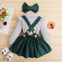 Conjunto De Ropa Para Bebé Niña Con Punto De Luto Top De Manga Larga + Vestido Con Suspensión + Diadema Estilo De Moda Para Otoño Edad 1-4 Años - details 7