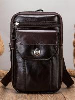 Bolsa De Cintura Para Teléfono WESTAL De Cuero Genuino Pequeña Bolsa De Pecho Deportiva Negra Para Hombres Estilo Casual - details 6