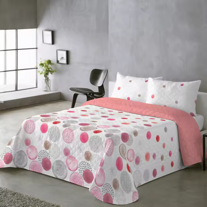 BOHEME - Colcha estampada reversible Rocio Coral - 1