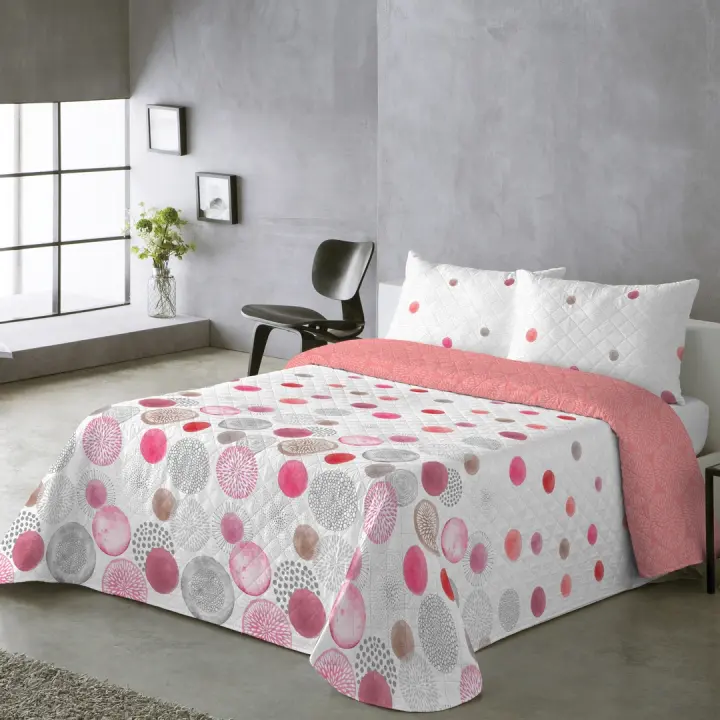 BOHEME - Colcha estampada reversible Rocio Coral - 1