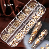 Champán Rhinestones Para Uñas Combinados Flatback Gemas Irregular Cristal 3D Encantos Joyería Accesorio De Diamante Brillante Decoración Partes - details 9