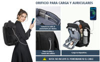 Mochila Viaje Cabina Avion 40x20x25 para Ryanair Equipaje de Mano Bolsa de Viaje Resistente al Agua Mochila Hombre Mujer para Portátil con Bolsillo Antirrobo Orificio de Carga - details 2