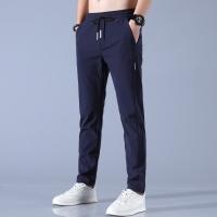 Pantalones De Negocios Casual Para Hombre 2024 Hechos De Seda De Hielo Espesidad Negra Gris Delgados Elásticos Transpirables Para Exterior Running - details 5