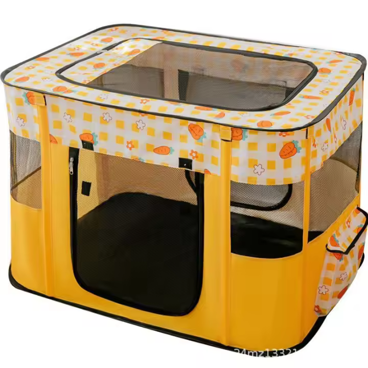 Emerging Valla plegable para mascotas, portátil, para Perros, gatitos, Gatos, para interiores y exteriores (M, Amarillo) - 1